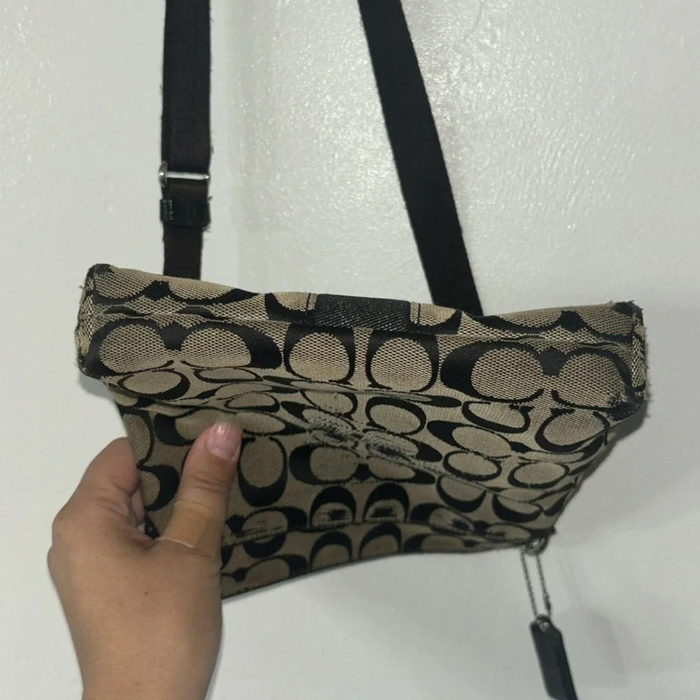 Coach Canvas CC Small Crossbody Bag Handbag Black Tan Adjustable Y2K Needs TLC